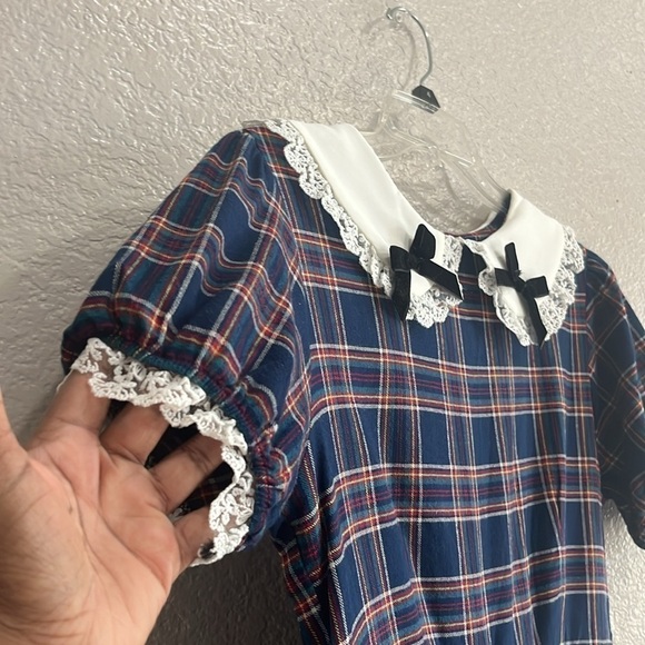 Xia Mi Women’s Cute Plaid Baby Doll Mini Dress Short Sleeve Size Small - Picture 3 of 9